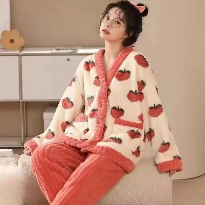 秋冬甜美居家加厚两件套家居服