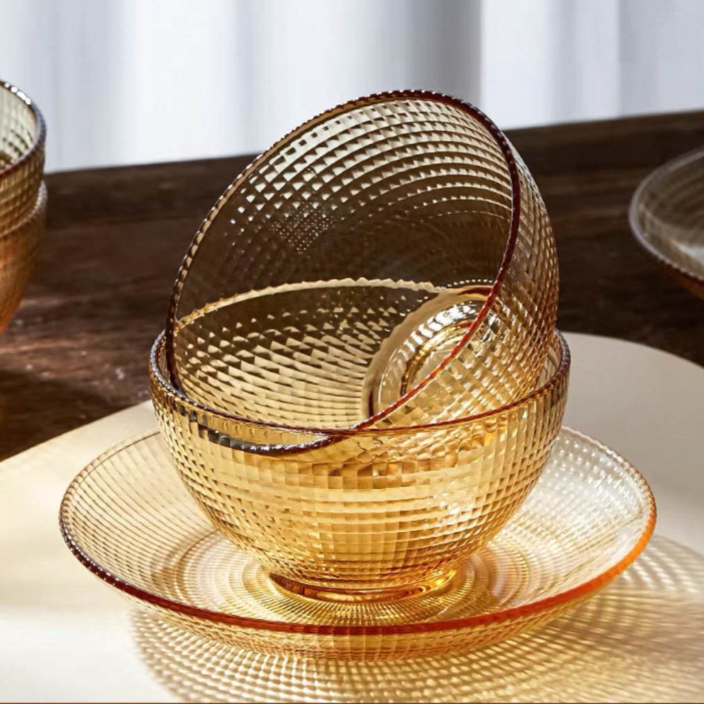 2025新款餐具高硼硅耐热小碗米饭碗汤碗微波炉烤箱可用(两只装)