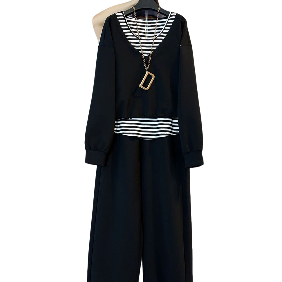 大维罗依DD 秋季新款简约百搭显瘦休闲遮肉三件套