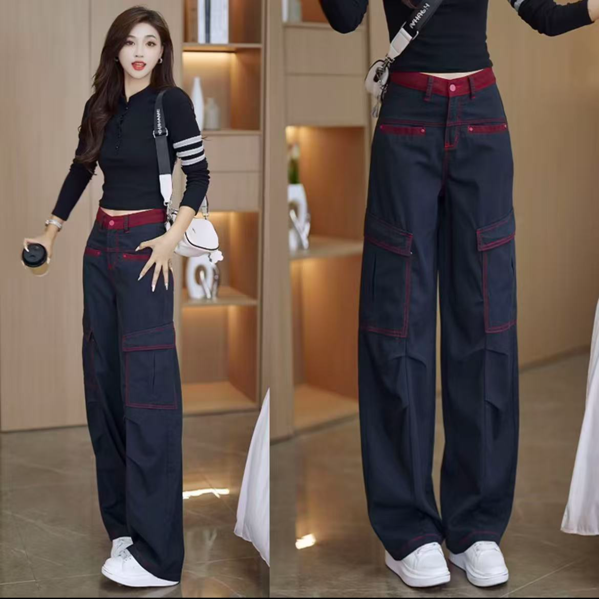 臀大女生适合的裤子女2025新款长裤牛仔裤高腰时尚宽松显瘦阔腿裤