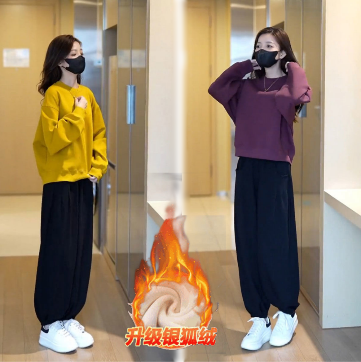【上衣+裤子一整套加绒加厚】纯棉休闲风运动套装女2025春秋两件套