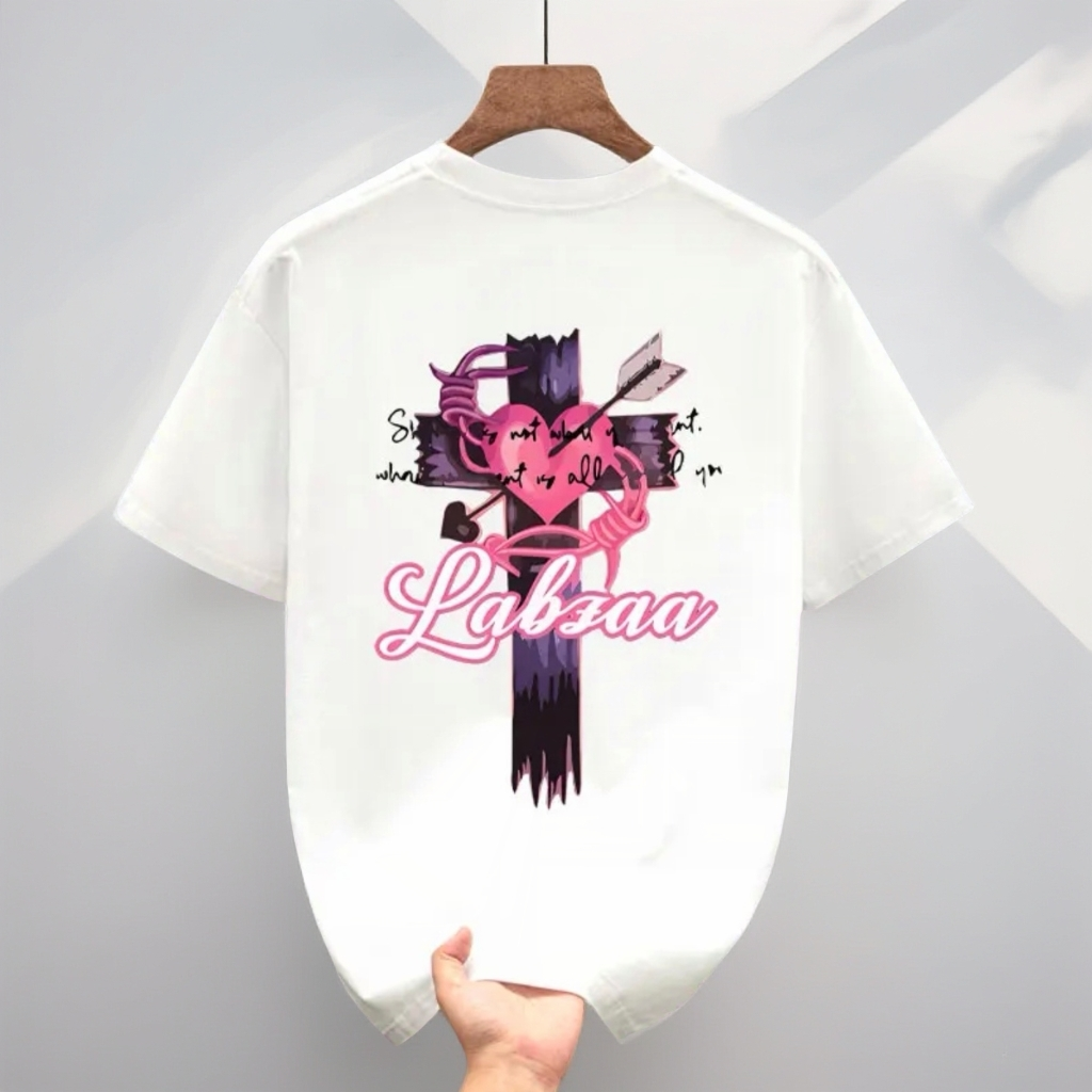 潮流运动穿心箭十字架图案短袖圆领夏季T恤潮流高品质男士韩系