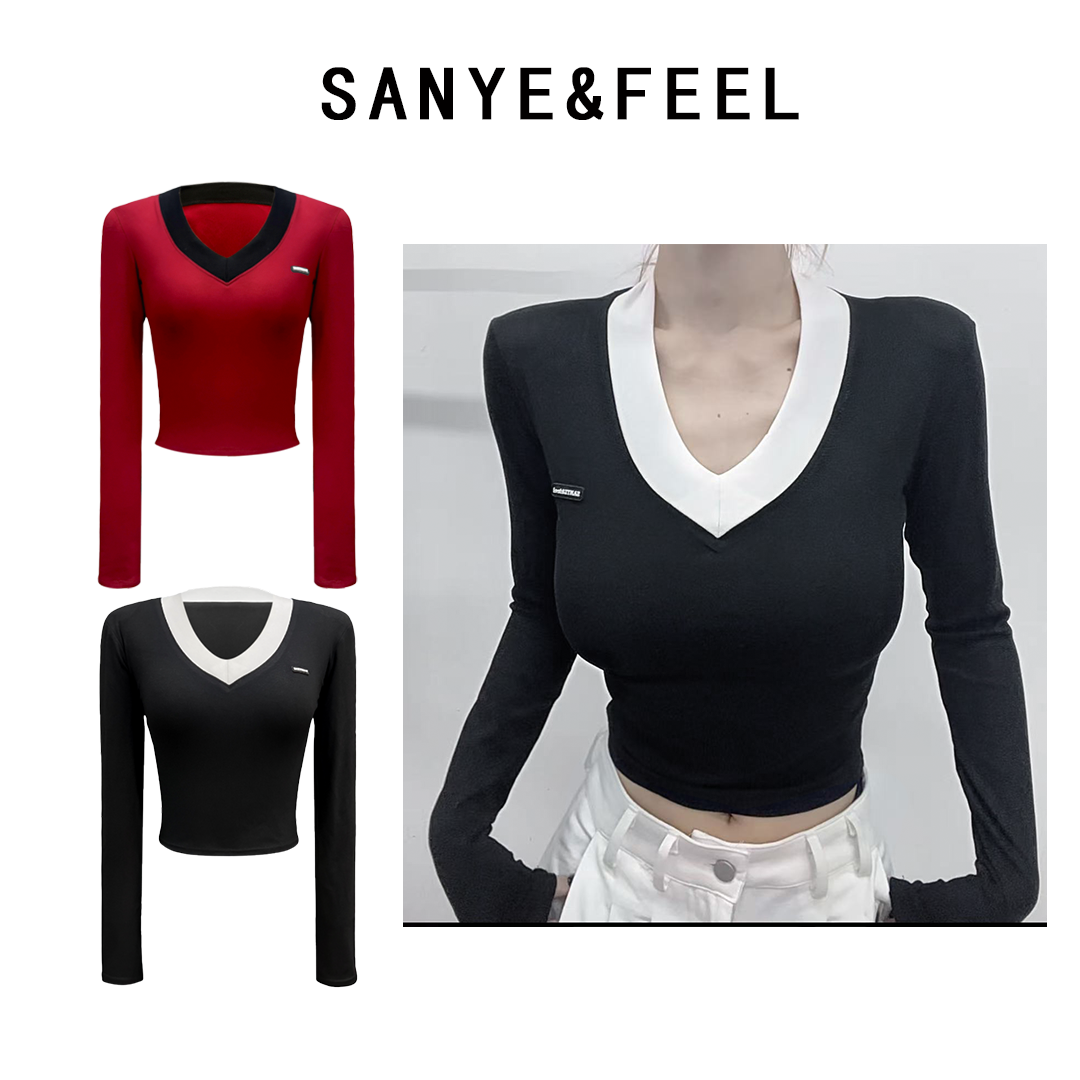 sanye&feel/妍三也【高智淡感】秋季拼接打底修身打底53050YX