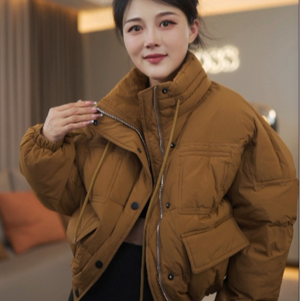 【耿老板6105#P】港风精致短款显高面包服保暖战袍安心绒羽绒服
