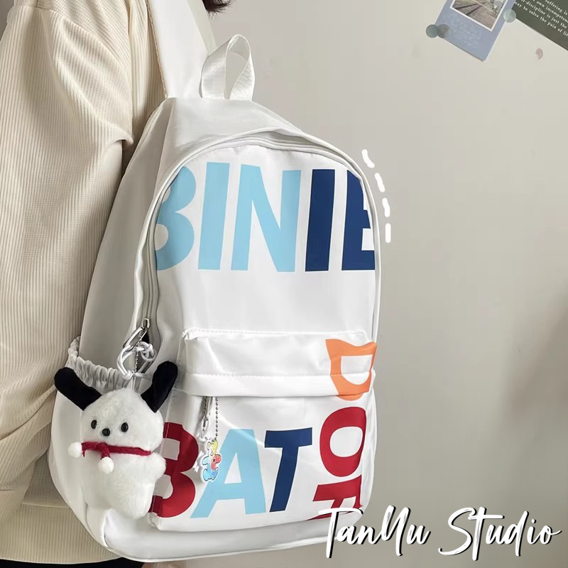 探屿新款书包初高中生涂鸦印花百搭大学生双肩包通勤潮牌休闲背包