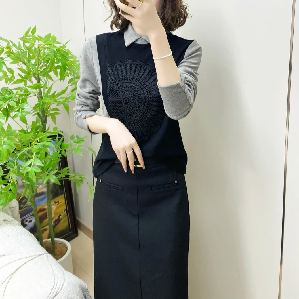 秋冬不规则拼接新中式保暖双面加绒衬衣显瘦休闲女士上衣1120