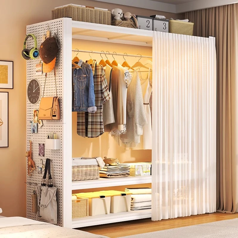 金属衣柜简易衣帽架卧室衣架出租屋衣柜货架式衣帽间衣架衣服展架