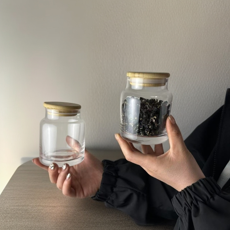 2件套透明加厚玻璃瓶密封罐储物防潮腌制咸菜收纳带盖餐桌摆件