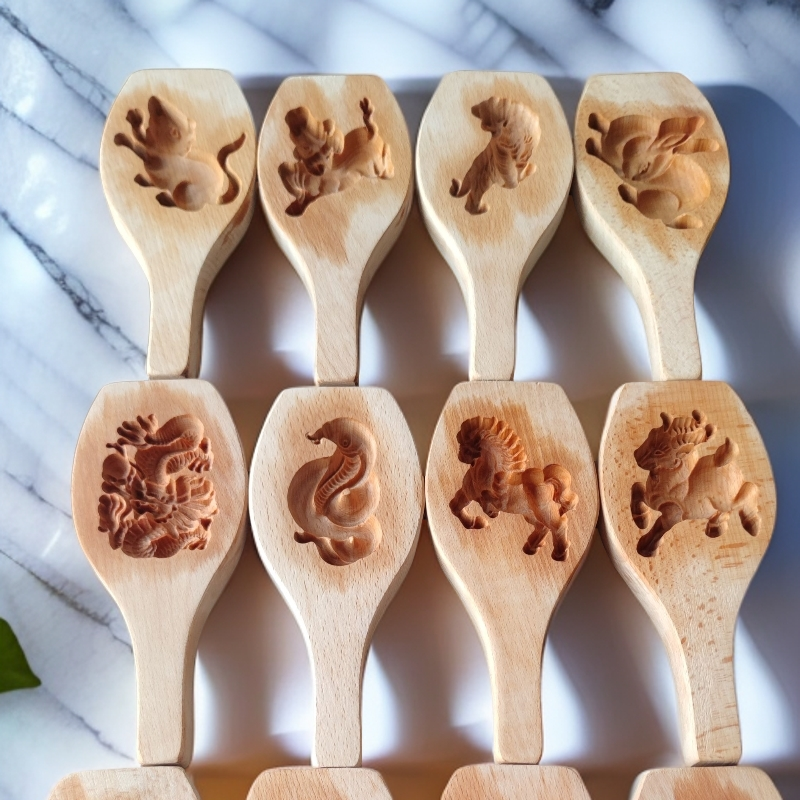 半立体成套榉木十二生肖珍藏版巧果模具花样面食模具（每套12个）