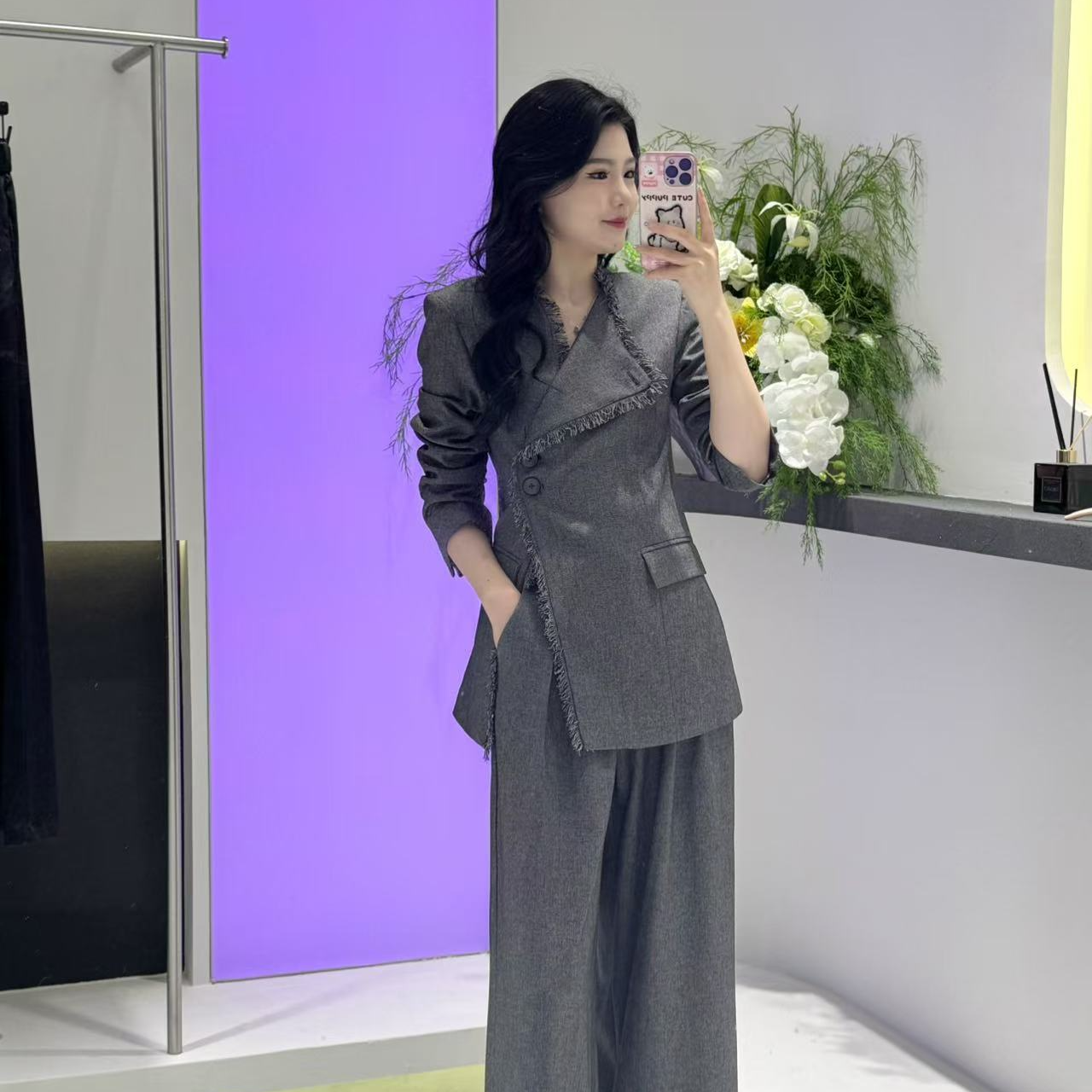 【银基格格】阔腿简约显瘦简约通勤气质时尚套装西装休闲洋气029