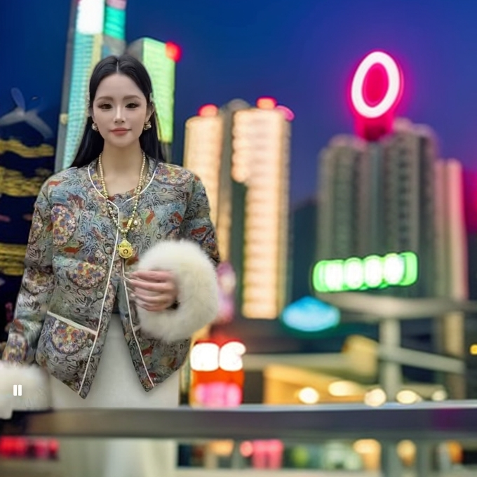 越越女装狐狸毛白鸭绒拼接长袖可拆卸民族风宽松型女装唐短款外套