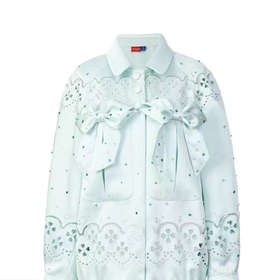 LeFame/拉飞姆LF24Q11SC236马德拉刺绣钉珠浅绿色外套