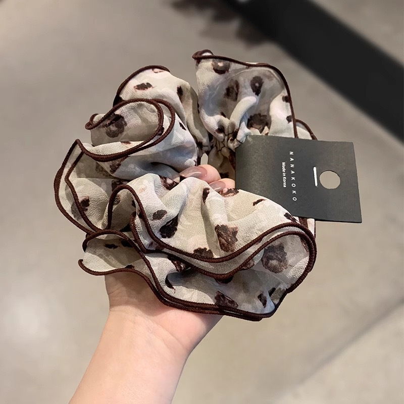 复古精致高级感碎花多层洋气印花头花大肠发圈弹力发绳扎马尾头绳