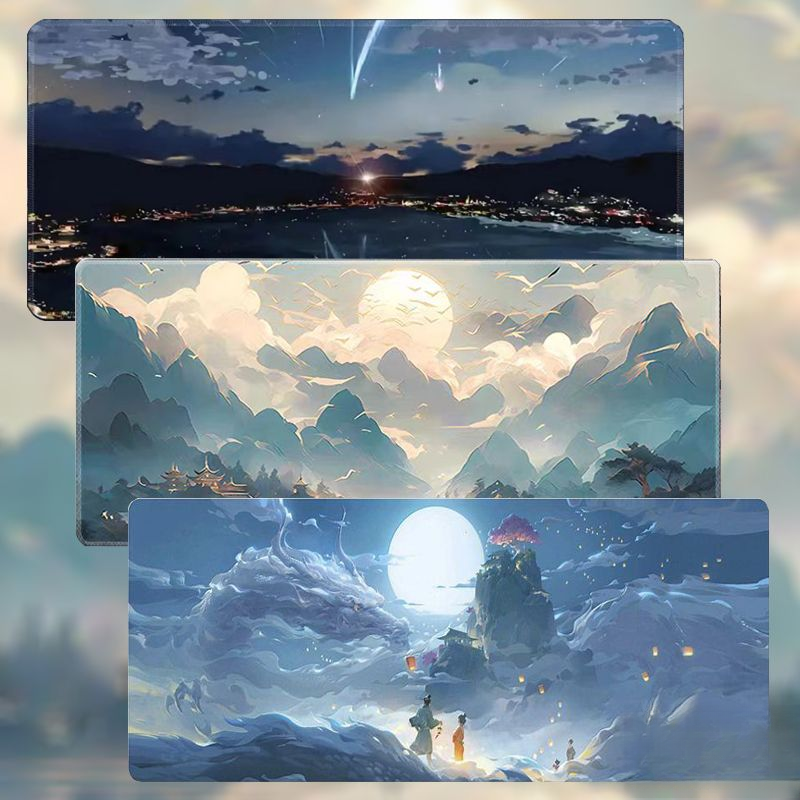 绝美风景鼠标垫大号电脑桌垫家用学生学习桌面垫加厚办公键盘垫子