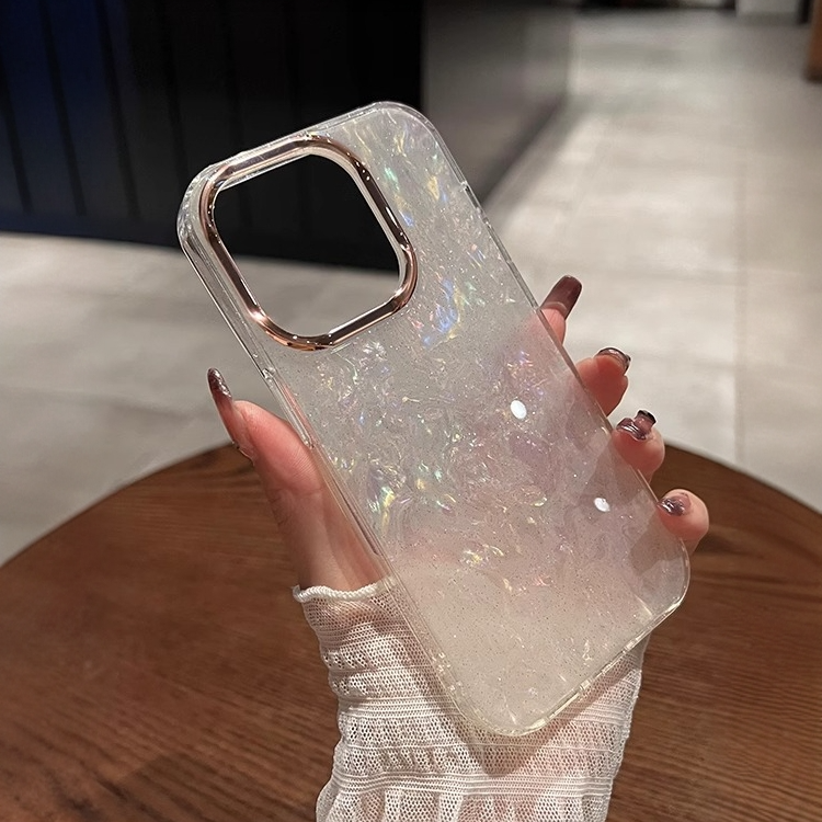 闪粉贝壳纹适用苹果16pro手机壳iphone15防摔保护套17promax女款