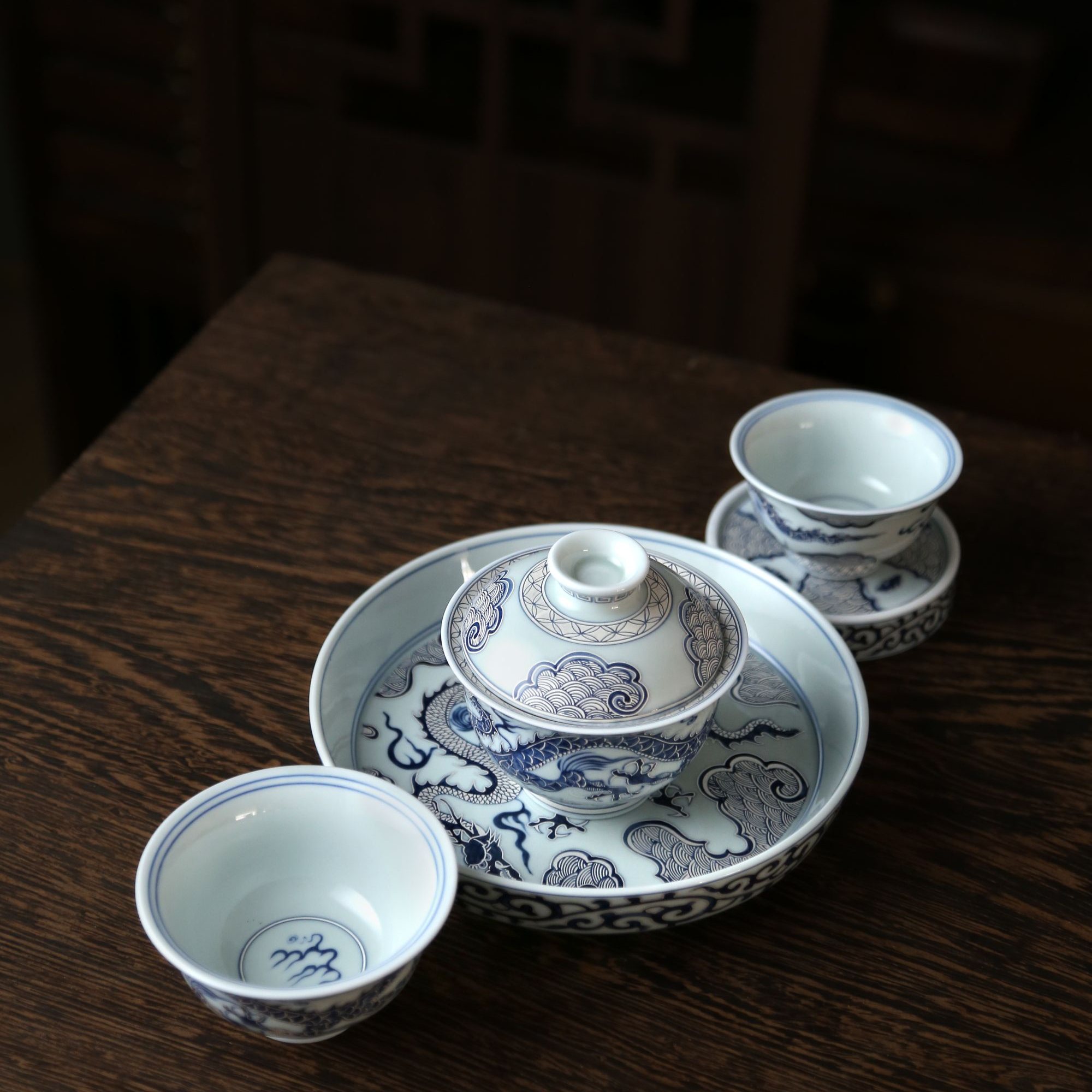 成艺覆银穿云龙全组陶瓷茶具套组盖碗茶具
