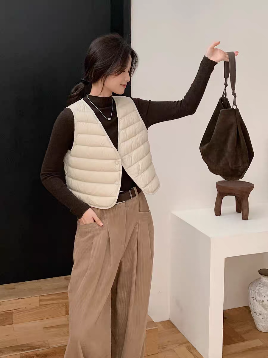 轻薄棉马甲女短款2025秋冬季叠穿外搭时髦百搭内胆背心保暖外套