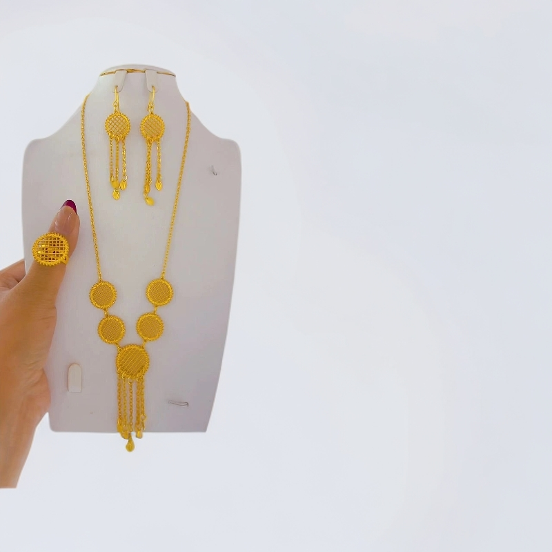 铜合金项链 铜合金项链新款三件套 新疆包邮时尚首饰百搭款nipal