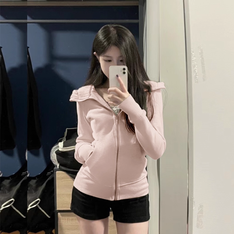 【现货+运费险】收腰卫衣修身连帽女短款新款显瘦长袖新疆长绒棉