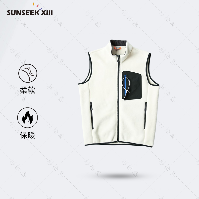 Three!百搭舒适】双面燕麦绒内搭户外休闲立领保暖抓绒马甲2559