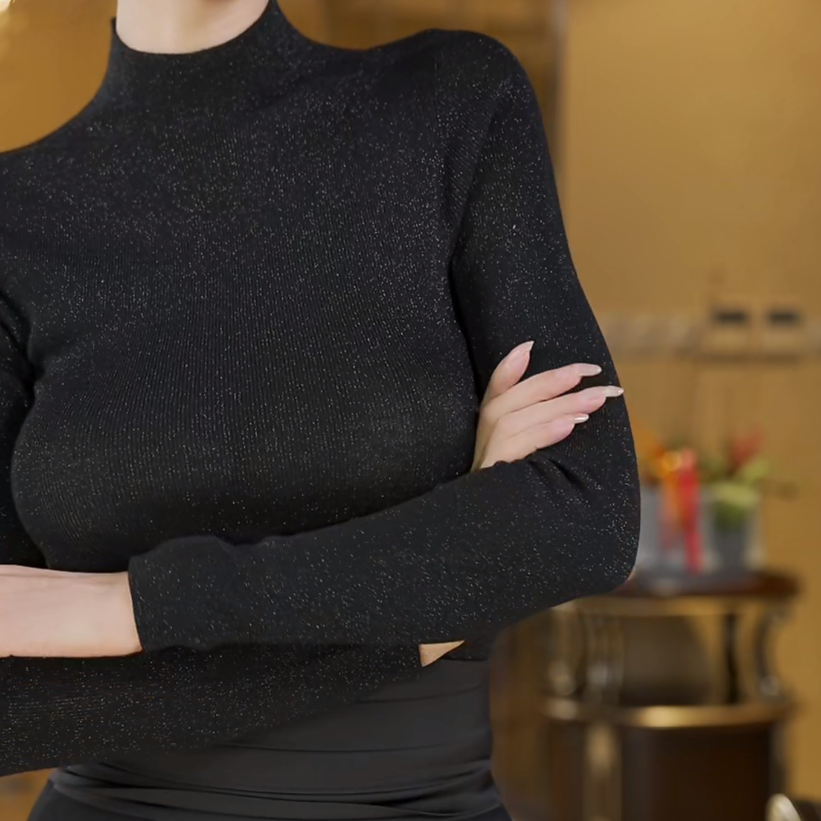 魏元高定/修身金线羊毛打底秋冬毛衣-1069