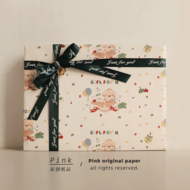 新品/gift for u生日520礼品物男女朋友情人侣原创手绘可爱包装纸