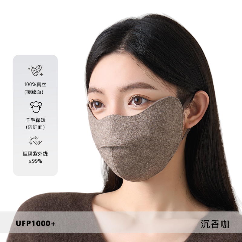 羊毛真丝保暖面罩口罩全脸防紫外线护眼角冬脸基尼防风防寒桑蚕丝