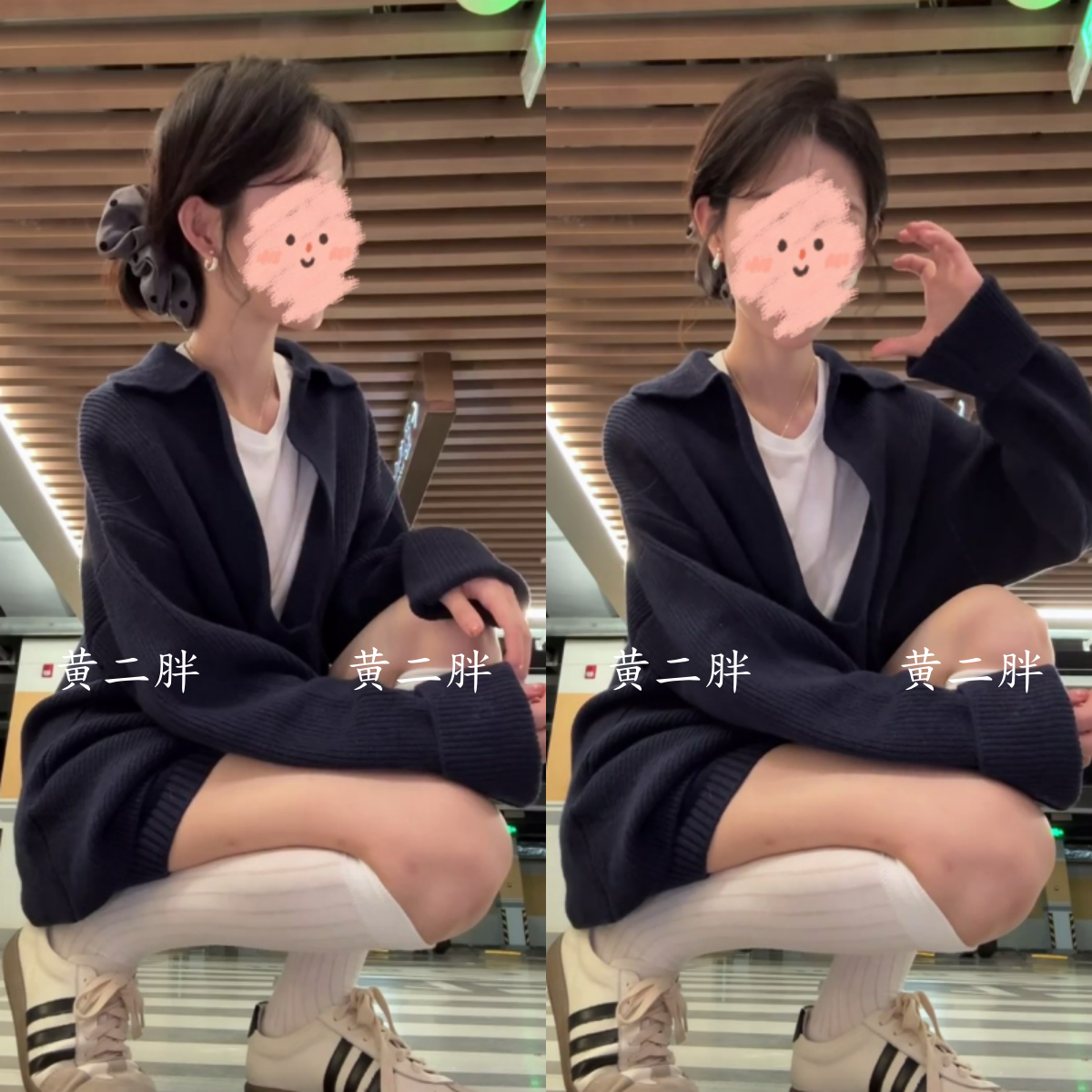 深V翻领长袖针织衫女韩版宽松慵懒风套头毛衣配同款针织短裤套装