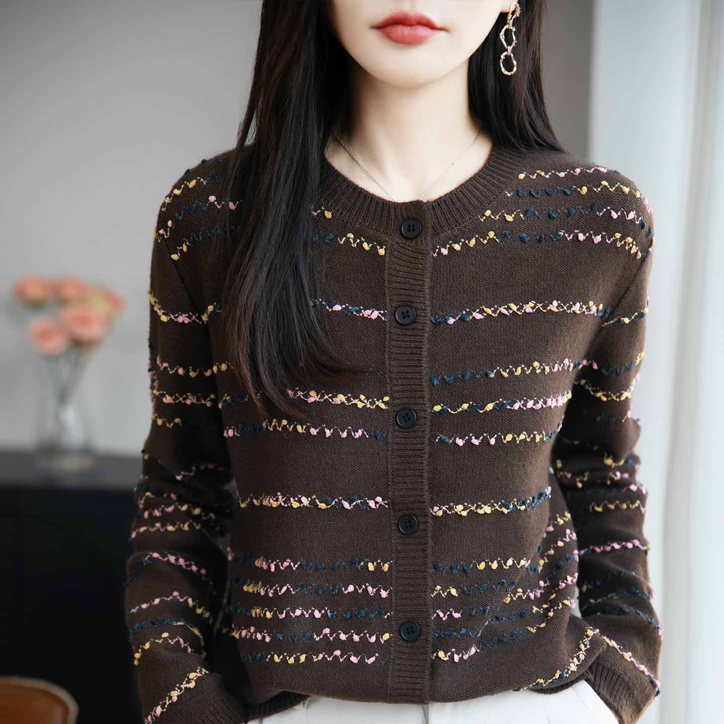 哥弟阿玛施正品秋季新款羊毛针织衫时尚百搭舒适柔软亲肤通勤显瘦