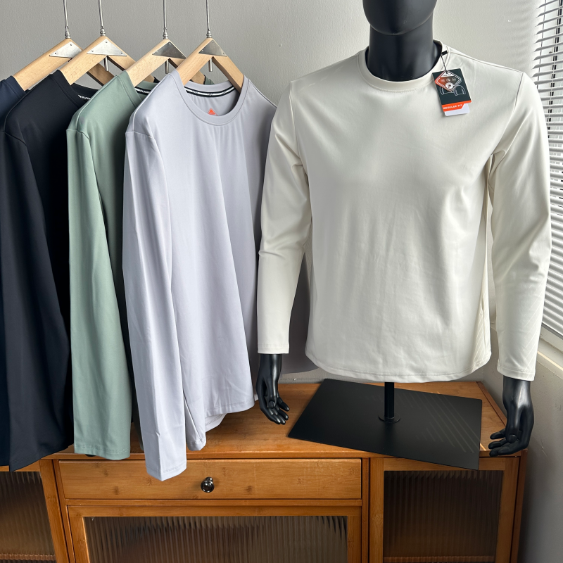 工厂清货~动态保暖科技暖绒吸湿透气男士户外高弹力速干衣长袖T恤