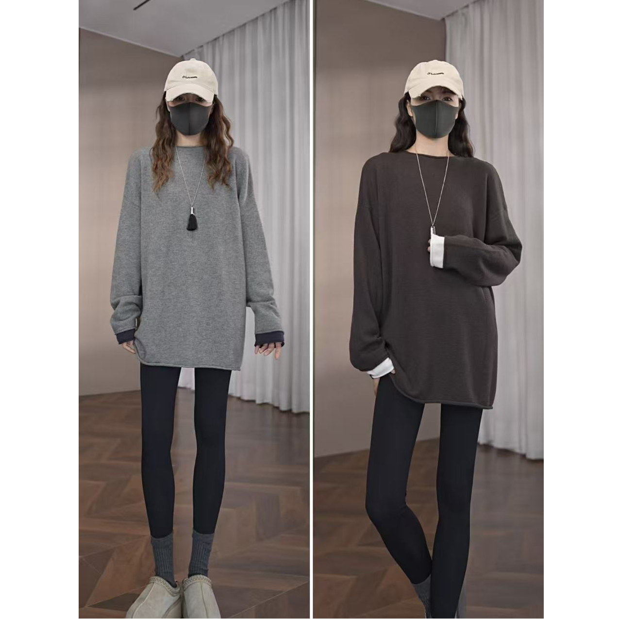 硕哥羊毛极简休闲风圆领长袖毛针织衫上衣宽松大版型 23809