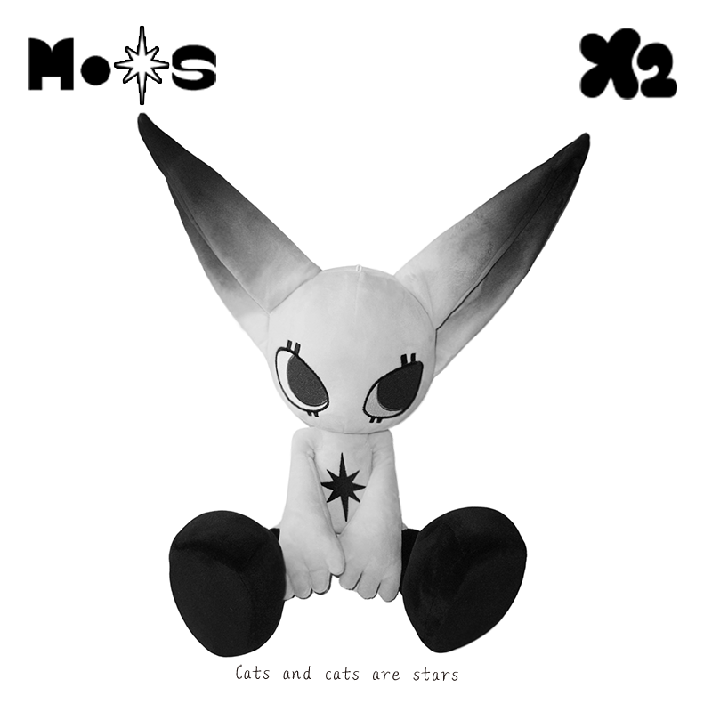 X2HOMME 原创MOOS黑白色毛绒公仔玩具星空二次元情侣玩偶送礼摆件