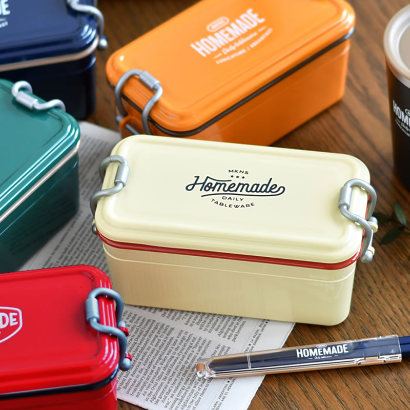 日本制造：纯手工涂色高颜值微波炉加热双层725毫升便当盒饭盒