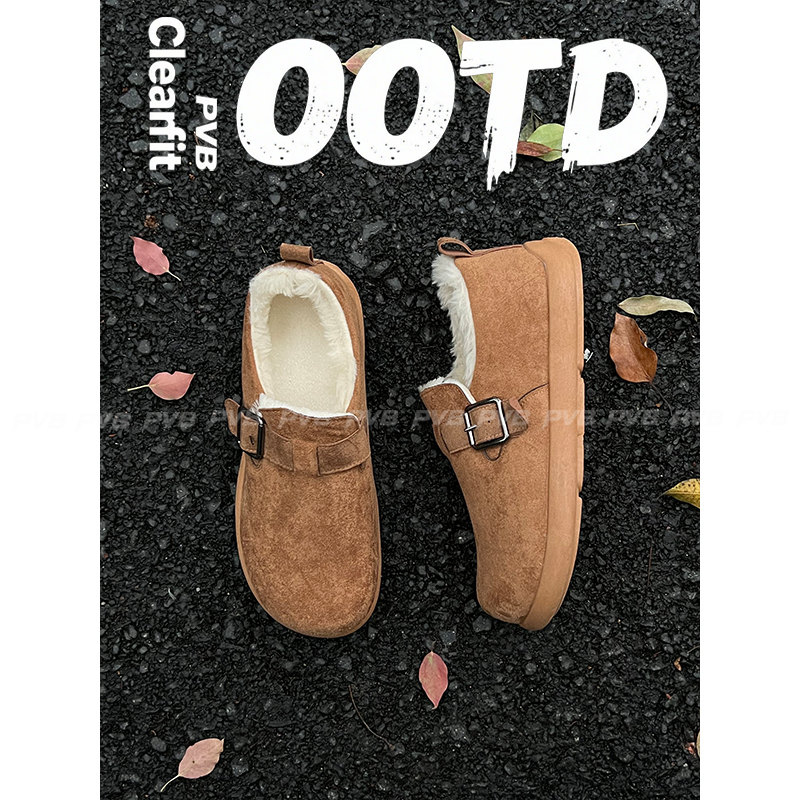 PVB*25FW“老钱系列”小土豆懒人穆勒鞋冬季加绒勃肯鞋户外保暖棉鞋