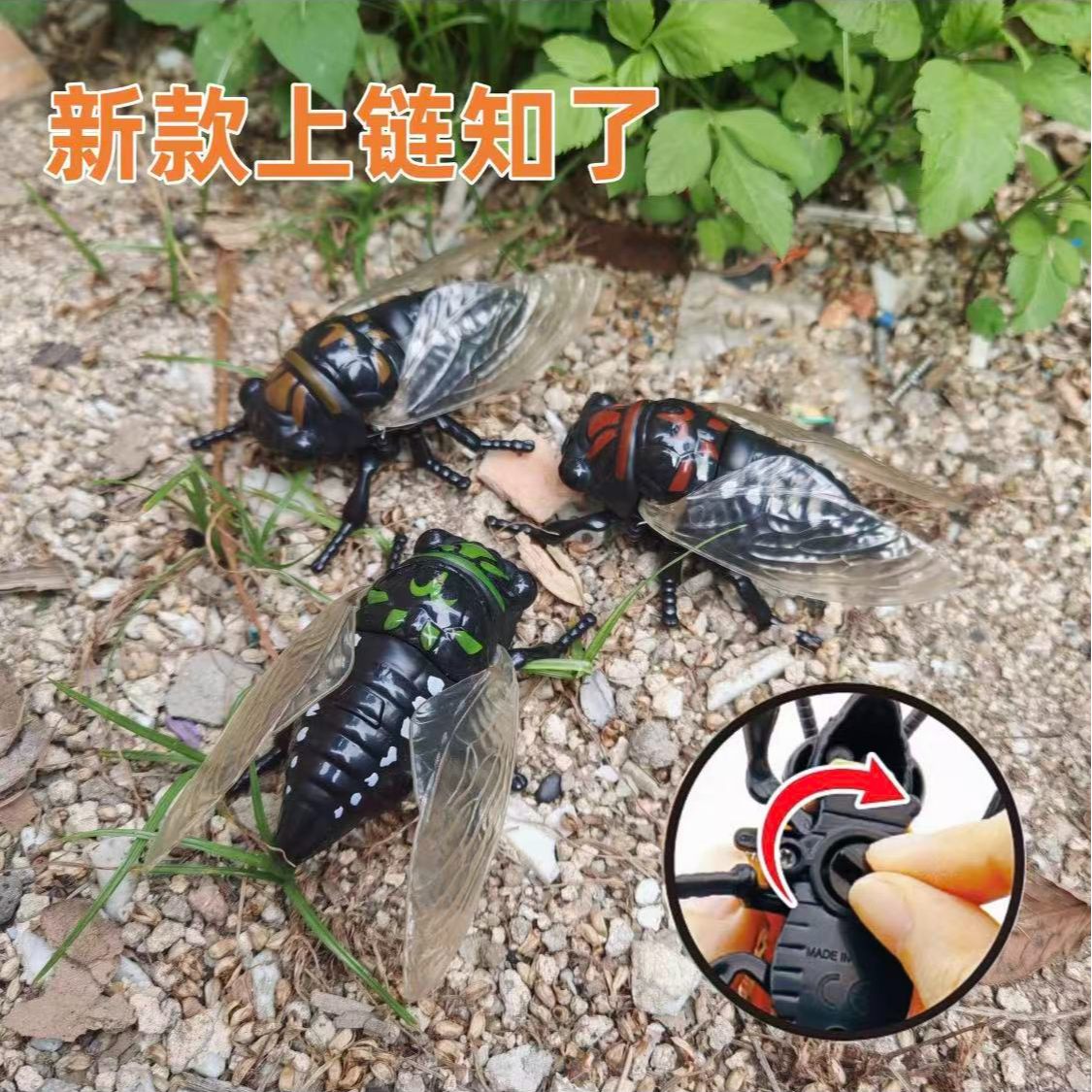 创意上链条发条夏蝉爬行仿真金蝉子新奇搞笑小玩具模型仿真昆虫