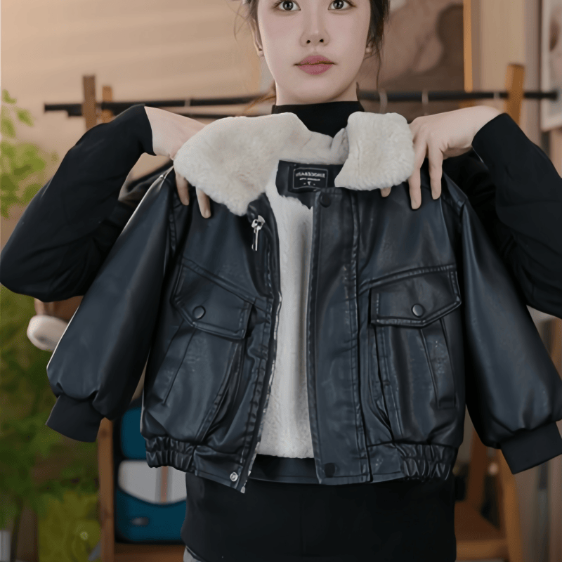 高级感兔貂儿童冬季加绒皮衣派克服儿童韩版童装加厚外套