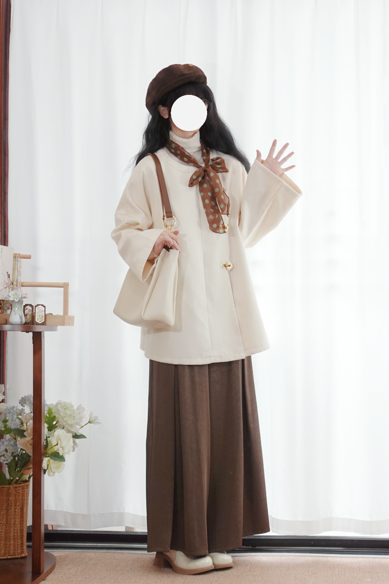 青羽记【待取名】改良秋冬原创圆领袍高级感穿风衣日常通勤汉元素