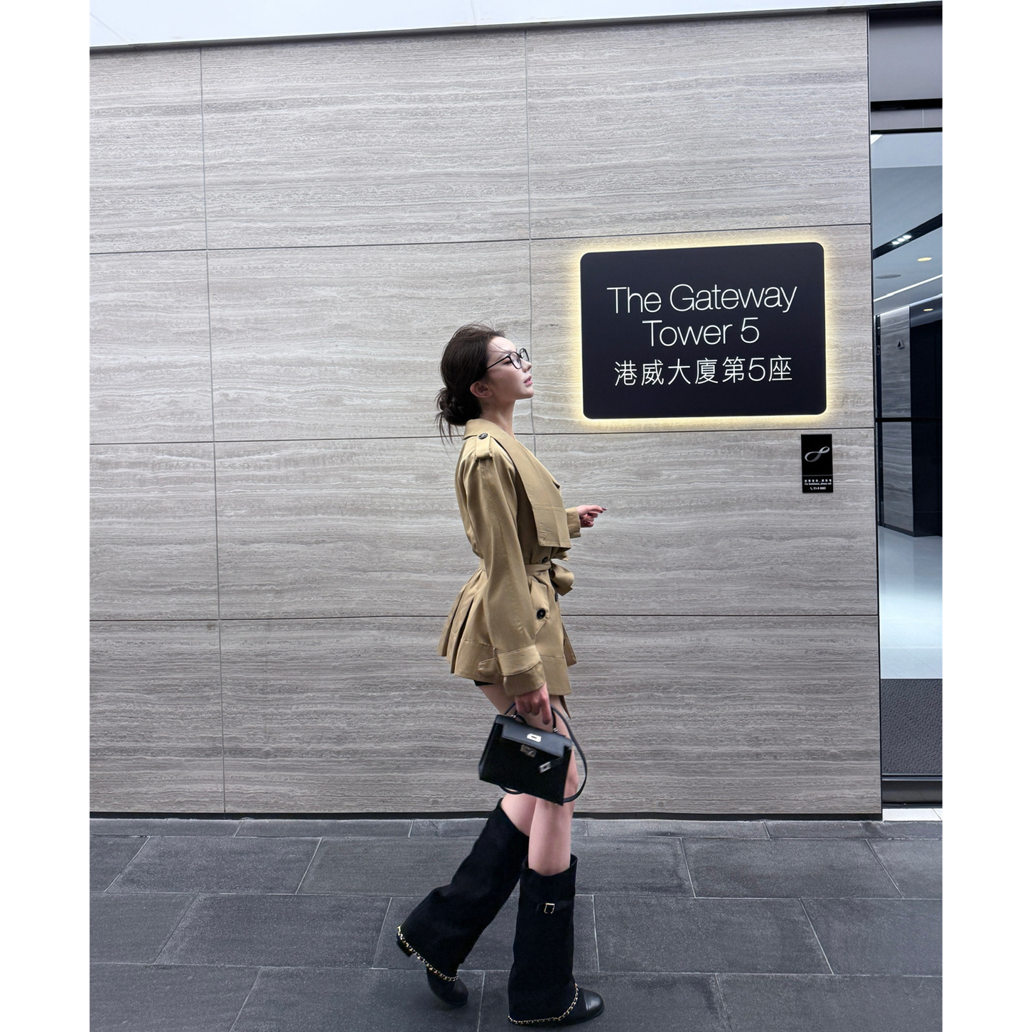 法式英伦风设计感大开领收腰中长款风衣外套女短款小个子大衣2025