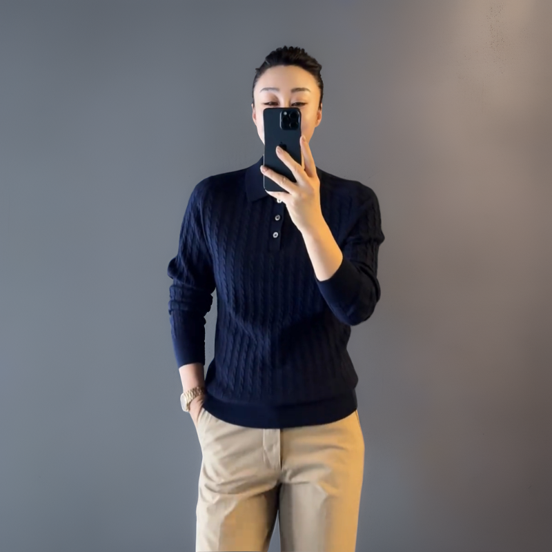 欧货轻奢POLO衫长袖秋冬新品商务休闲上衣保暖气质针织衫毛衣男士