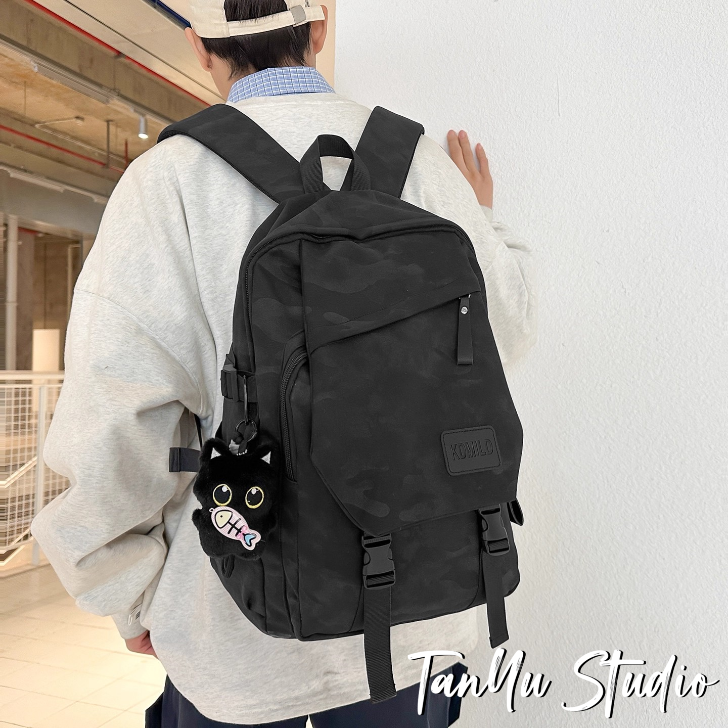 探屿双肩包男士简约百搭大容量电脑旅行背包初中生高中大学生书包