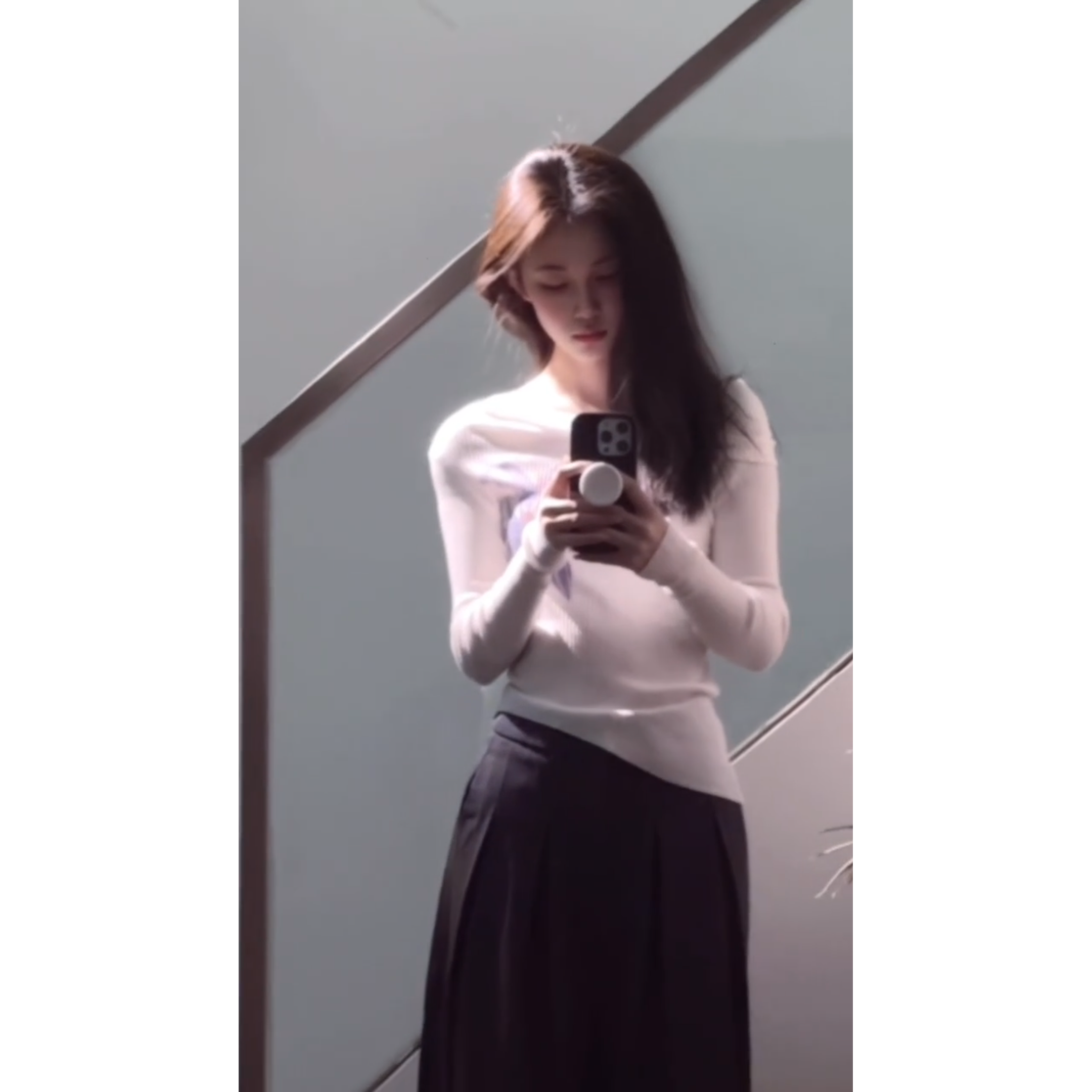 parkyeon紫色系穿搭一整套独特超好看一字肩上衣休闲裤两件套装