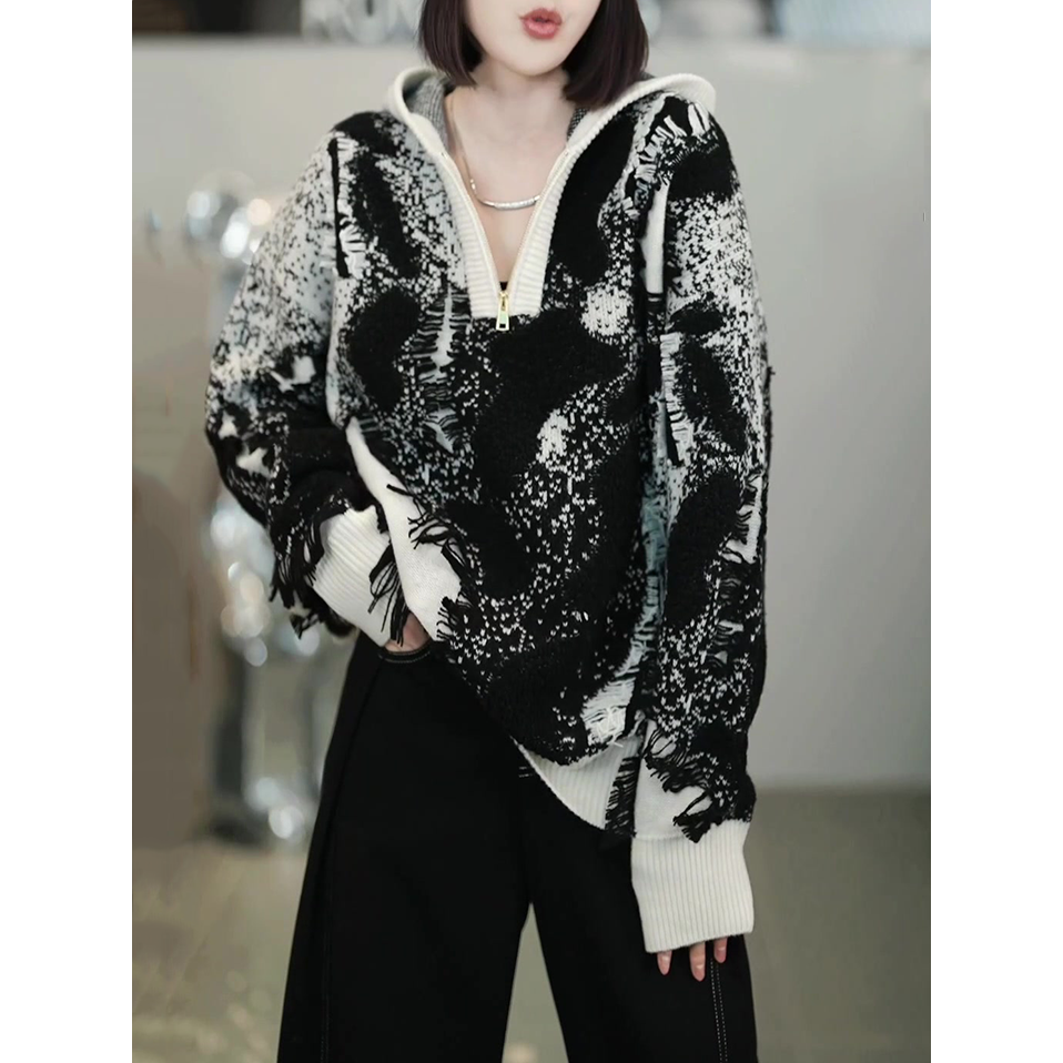 高端时尚加厚高领毛衣女秋冬新款宽松显瘦减龄遮肉百搭长袖针织衫