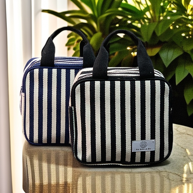 学生便当包耐磨布艺大号饭盒包便携手提包方形多功能便携式手拎包