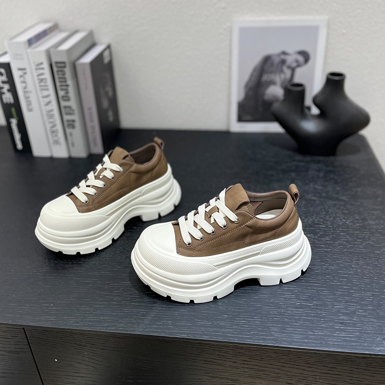 2025秋季新款小个子6cm轻便厚底增高休闲英伦风时尚百搭松糕女鞋