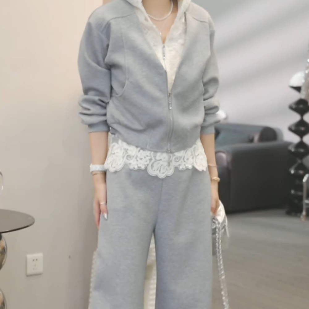 【眉开眼笑】2025春季新款韩版卫衣外套+裤子休闲设计师百搭套装