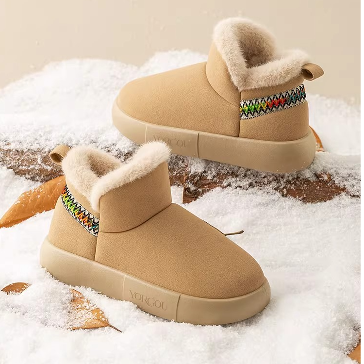 2025新款包跟厚底雪地靴秋冬季女户外穿棉鞋加绒保暖厚底棉拖鞋女