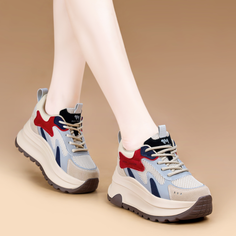 拼色老爹鞋2025秋季新款松糕厚底运动休闲超火爆款内增高女鞋7CM