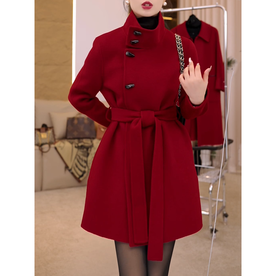 韩版高级感名媛毛呢外套2024秋冬新款防风抗寒保暖百搭通勤大衣