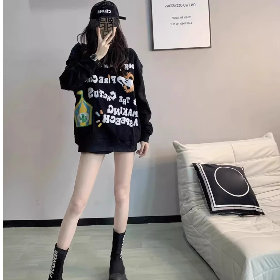 【现货】连帽卫衣女春季2025年新款宽松美式潮流高街休闲套头上衣