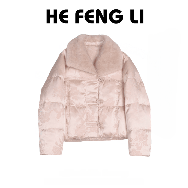 【温婉雅致】秋冬新款高级感提花翻领潮牌气质显瘦保暖棉衣棉服外套